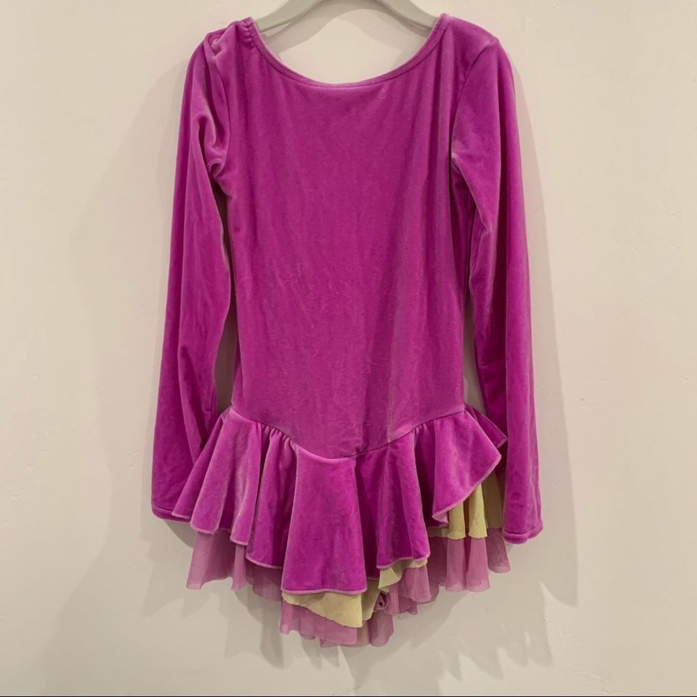 Mondor 8-10 Purple & Lime Velour Ice Skating  Dress